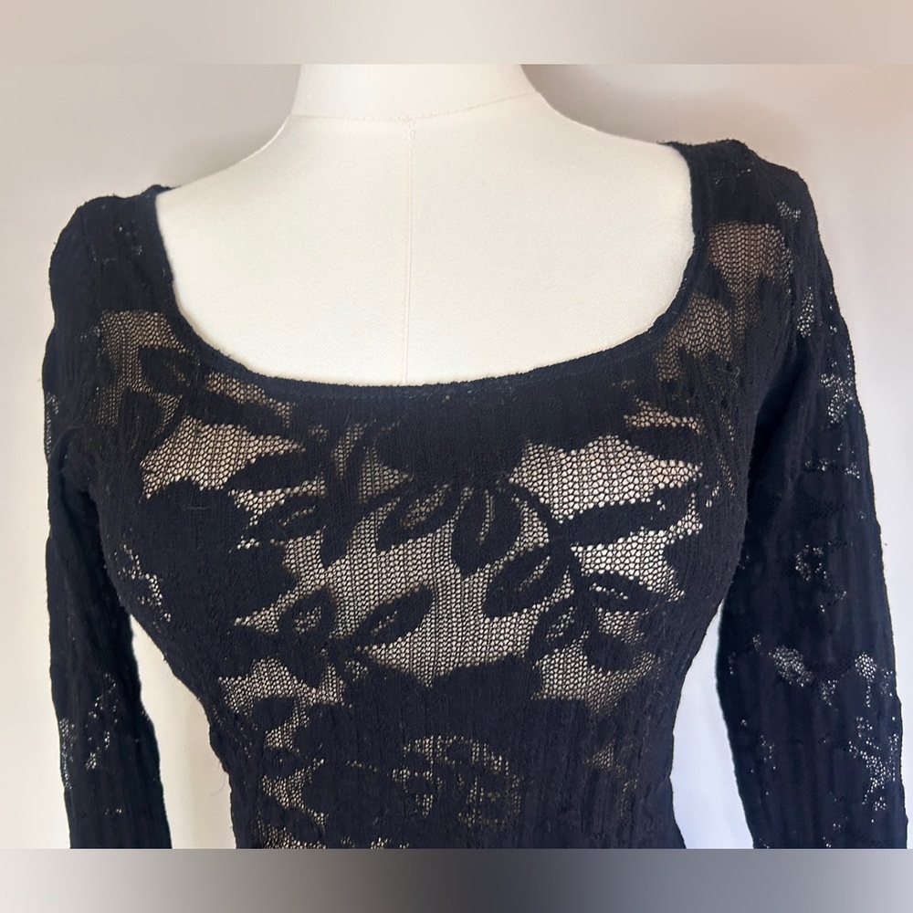 Y2K A’NUE LIGNE Sheer Lace Fitted Top Whimsigoth Fairy Grunge Romantic Goth Sz S - Picture 4 of 15